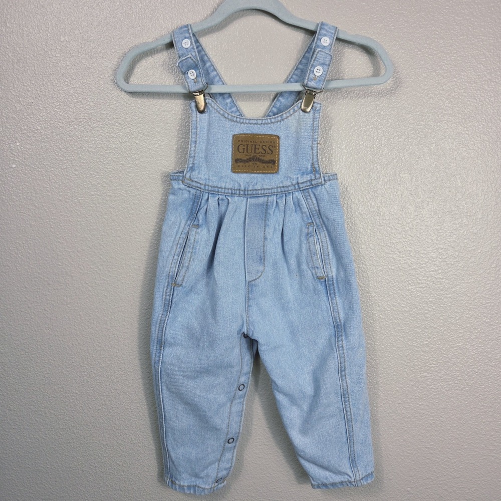 Vintage Guess USA Baby Denim Overalls 18M Light Wash Carpenter Style